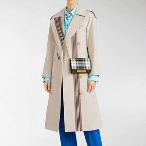 NWT Burberry Heritage Stripe Cotton Gabardine Long Trench Coat
